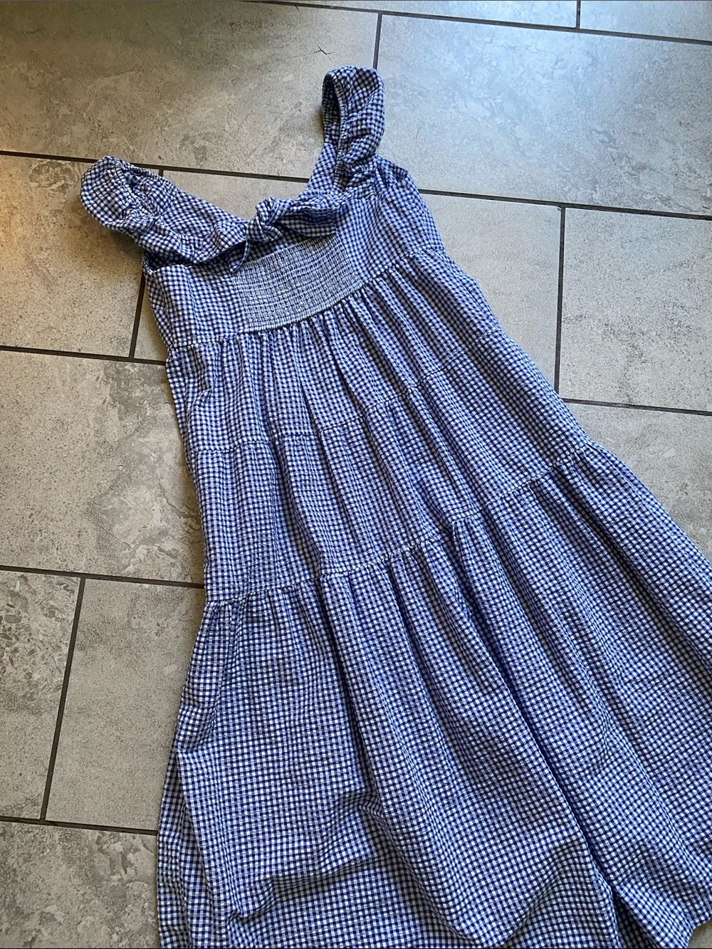 Old Navy Blue Gingham Tiered Maxi Dress - Picture 7 of 10